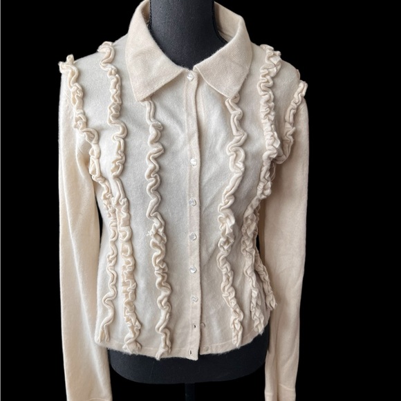 Don Rakow Vintage Ruffled Cashmere Cardigan - Picture 5 of 7